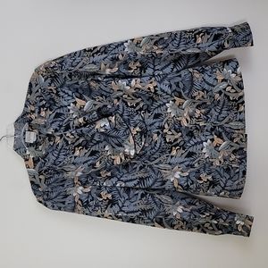 Vintage Pykettes Gray, Tan & Black Floral Blouse 12